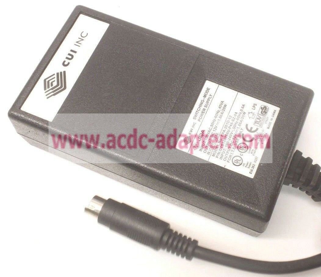 New Cui Inc EPA201D12 12V 1.66A DTS120166U-P48-SZ-04 AC DC Power Supply Adapter - Click Image to Close